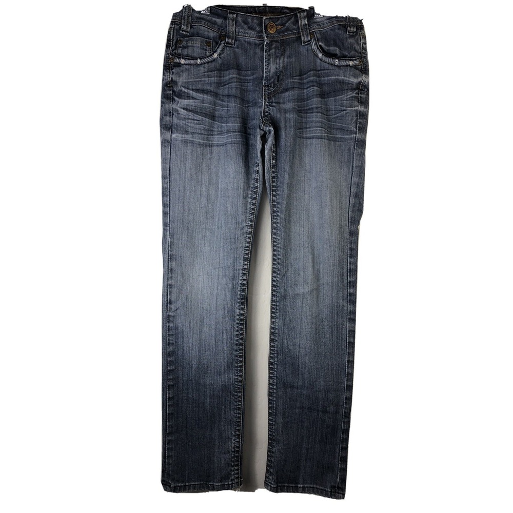 Miss Pink's Womens 30 Slim Straight Faded Dark Blue Denim Jeans‎